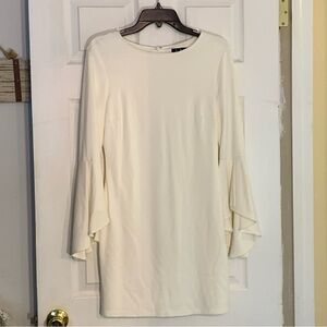 Lulus  Cream White BodyCon Mini Dress Bell Sleeve  Cocktail bridal Shower Sz L